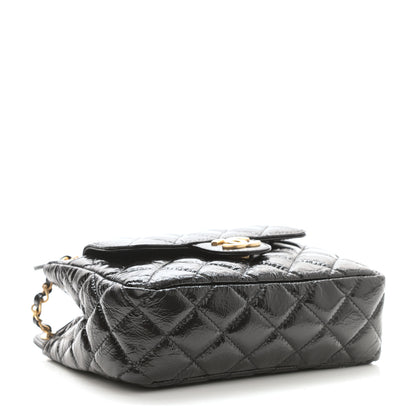 Chanel Shiny Crumpled Calfskin Quilted Small Wavy CC Hobo Black 4 of 9