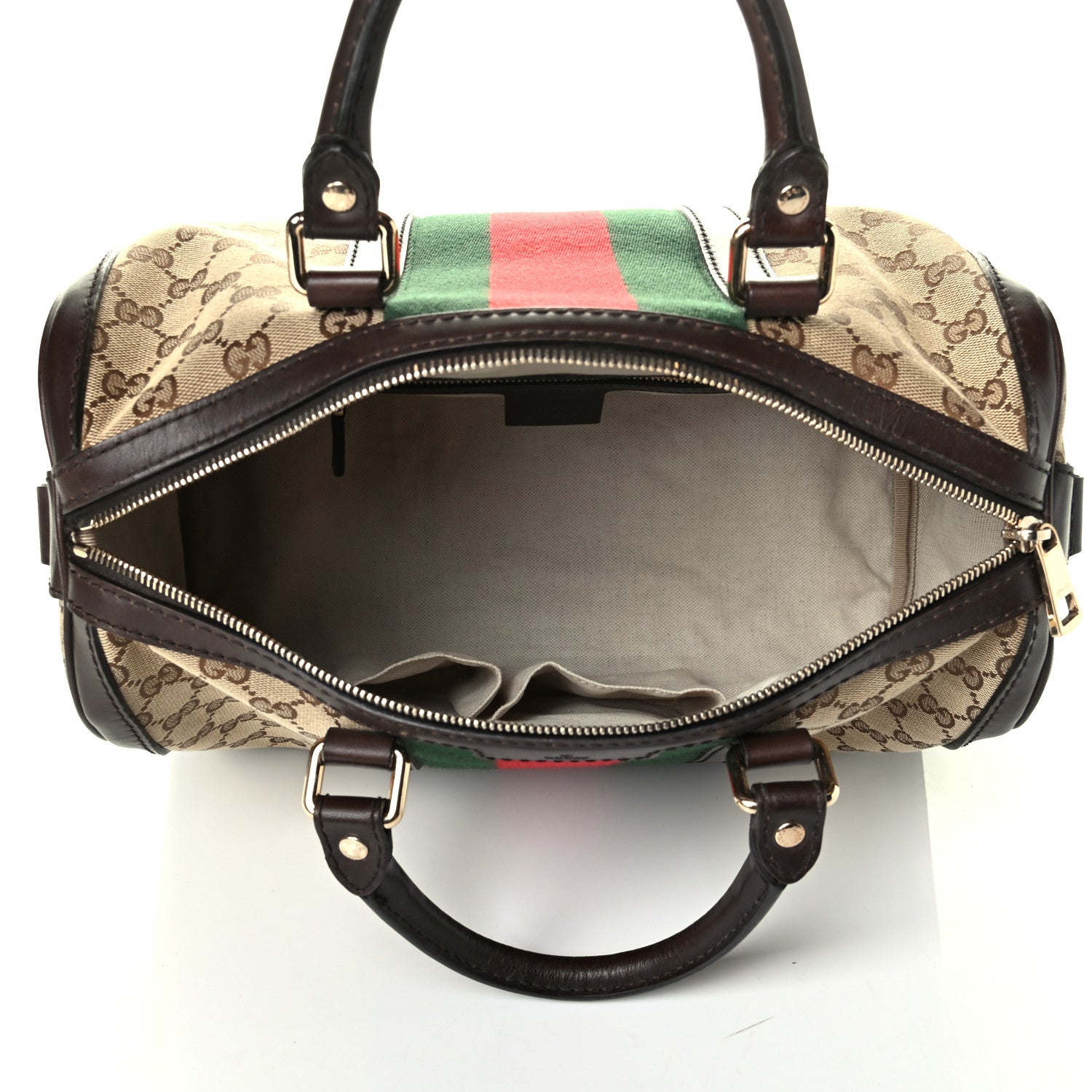Gucci Monogram Vintage Web Medium Boston Dark Brown 4 of 7