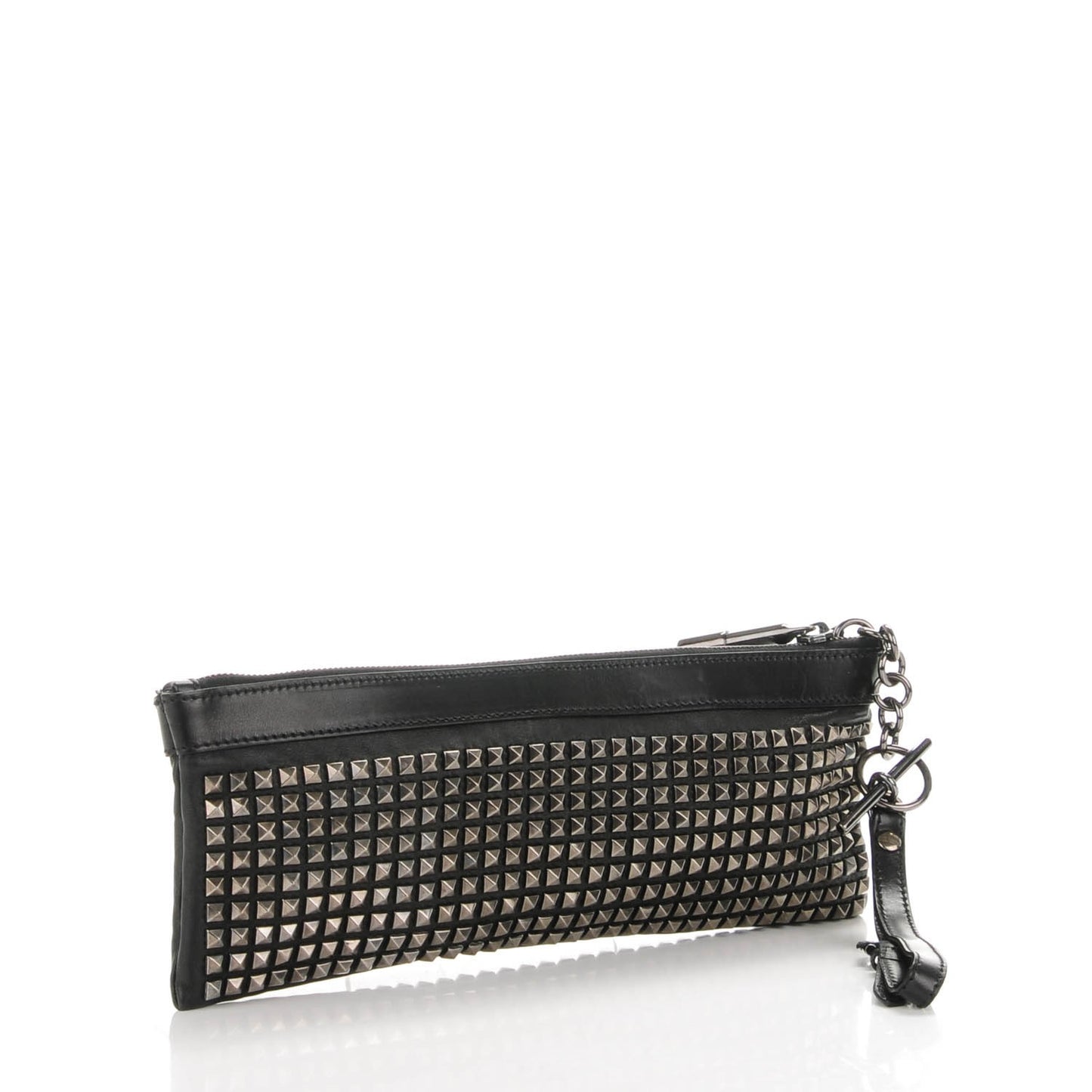 Prorsum Calfskin Studded Wristlet Clutch Black