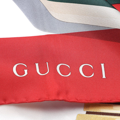 Gucci Silk Web Scarf Red Green 3 of 6