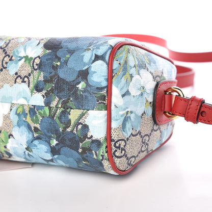 Gucci GG Supreme Monogram Blooms Mini Boston Navy Blue Hibiscus 6 of 11