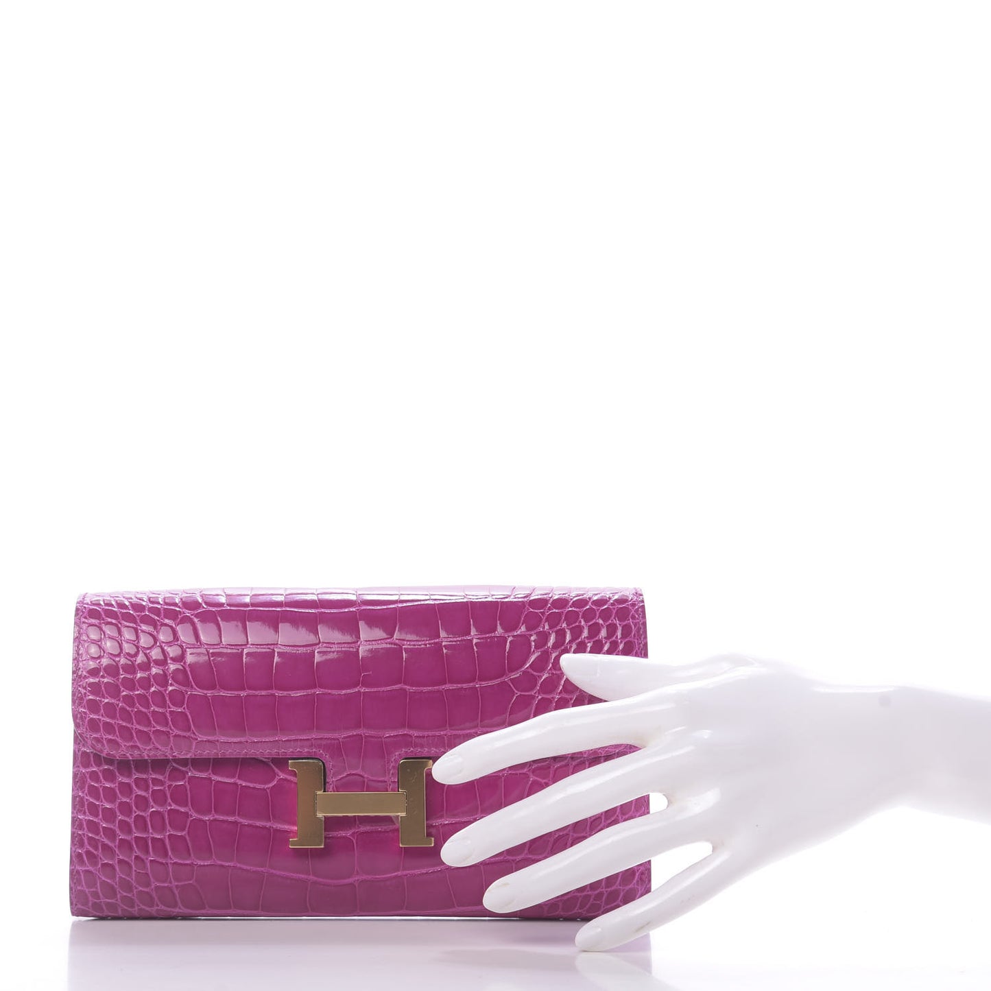 Shiny Alligator Constance Long Wallet Rose Scheherazade