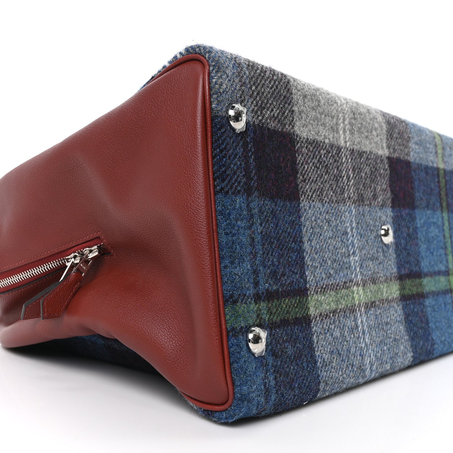 Evercolor Wool Tweed Tartan Galop d'Hermes Fourre Tout 50 Rouge H Bleu De Malte
