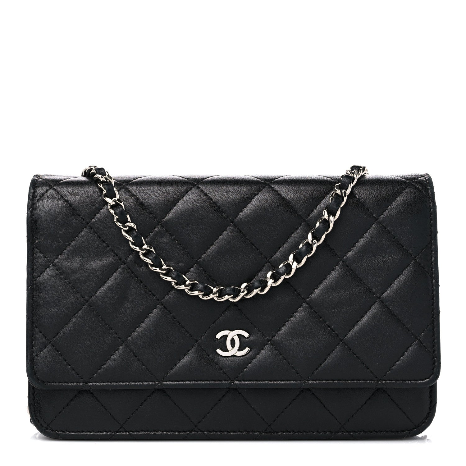 Chanel Lambskin Quilted Wallet On Chain WOC Black 1 of 17
