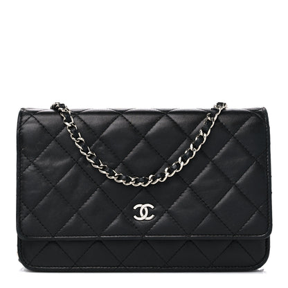 Chanel Lambskin Quilted Wallet On Chain WOC Black 1 of 17