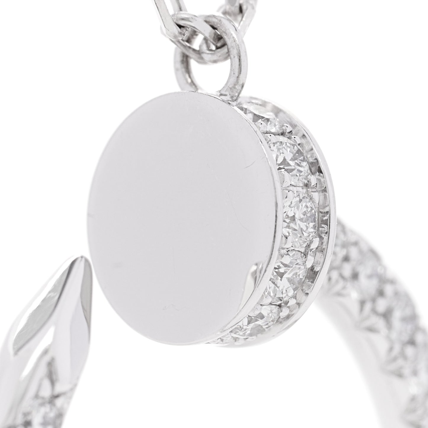 18K White Gold Diamond Juste Un Clou Paved Pendant Necklace