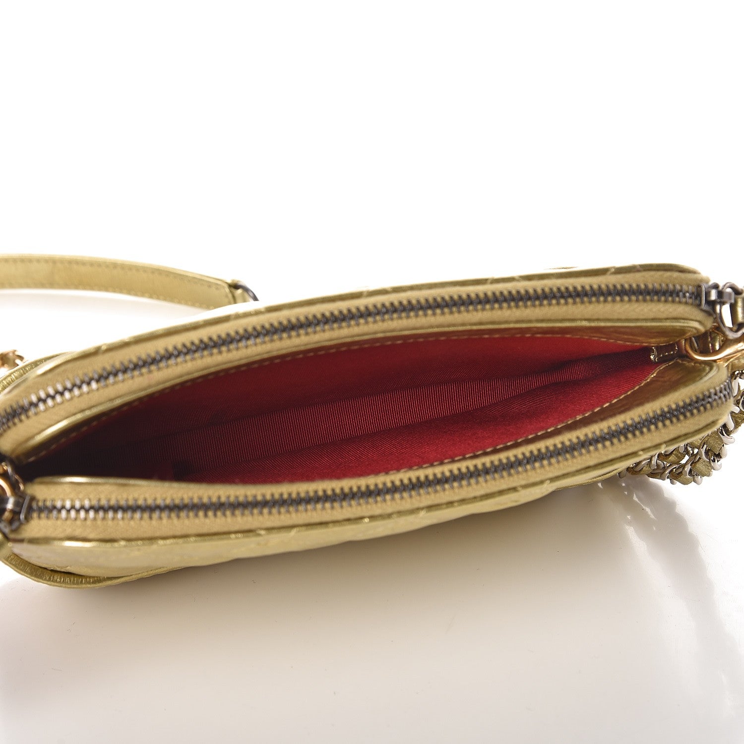 Chanel Metallic Aged Calfskin Quilted Small Gabrielle Clutch With Chain Gold 6 of 10