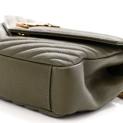 Saint Laurent Sheepskin Matelasse Chevron Monogram Medium College Bag Military Olive 9 of 9