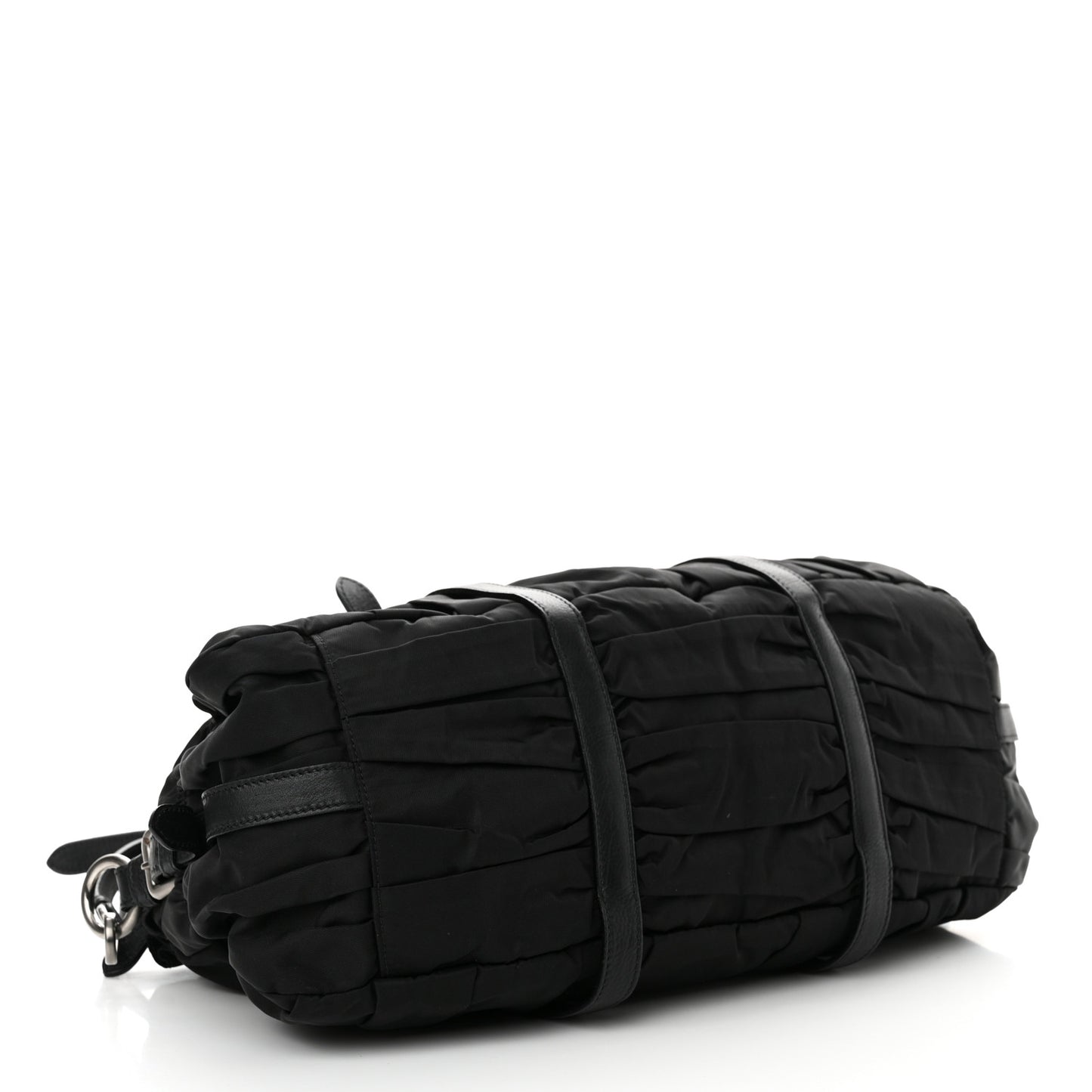 Tessuto Nylon Nappa Braided Gaufre Shopping Satchel Black