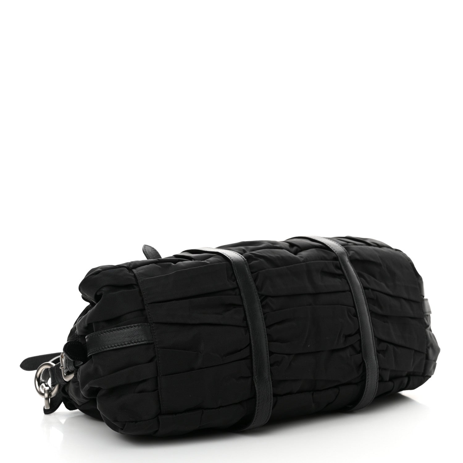 Prada Tessuto Nylon Nappa Braided Gaufre Shopping Satchel Black 4 of 13