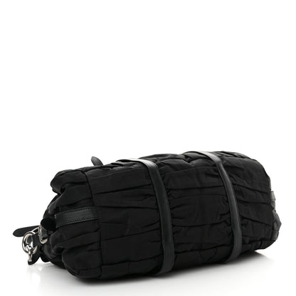 Prada Tessuto Nylon Nappa Braided Gaufre Shopping Satchel Black 4 of 13