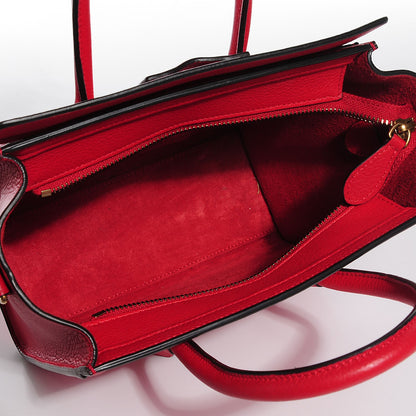 Celine Drummed Calfskin Nano Luggage Coquelicot 5 of 8