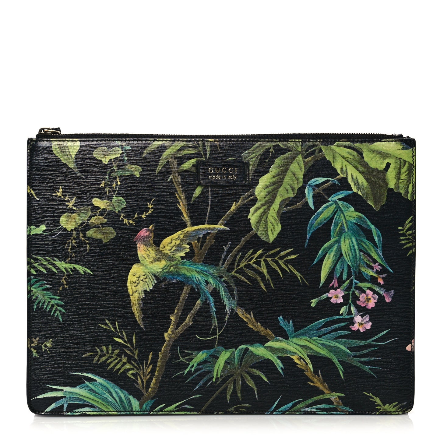 Calfskin Tropical Print Messenger Black