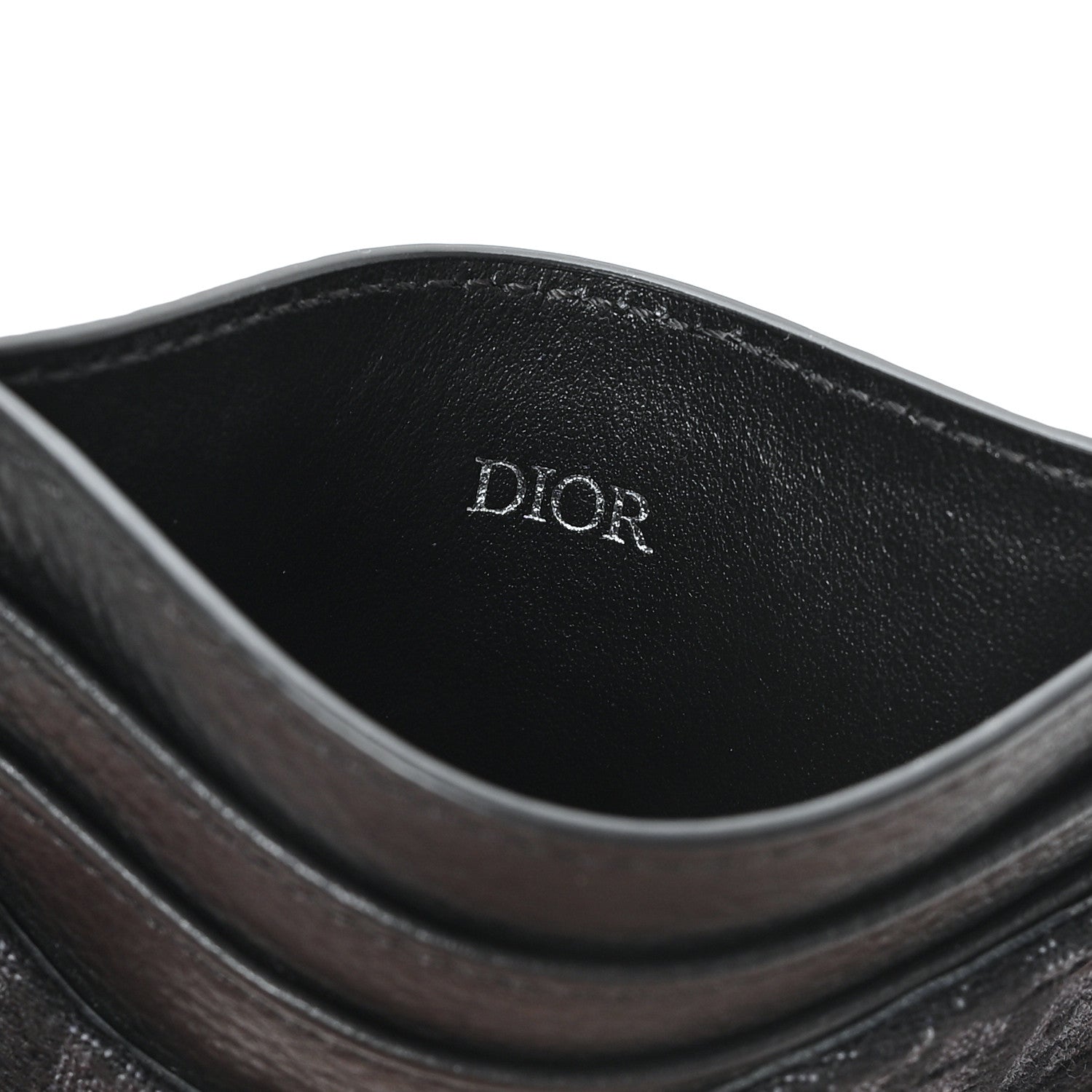 Christian Dior Oblique Grained Calfskin Marquetry Saddle Card Holder Black 6 of 8