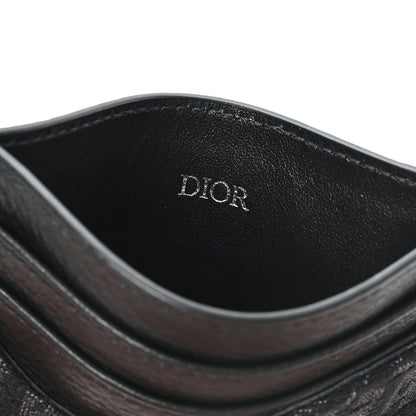 Christian Dior Oblique Grained Calfskin Marquetry Saddle Card Holder Black 6 of 8
