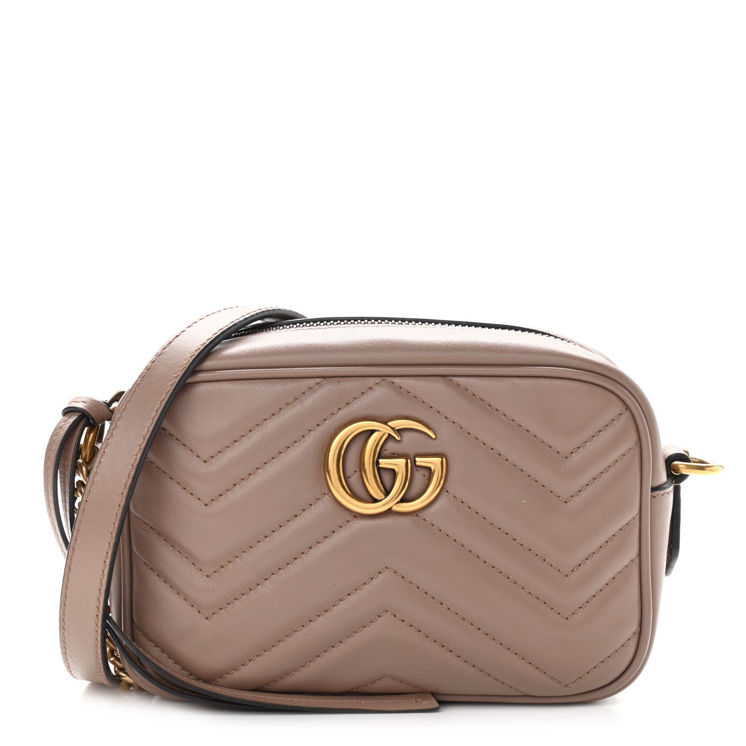 Gucci Calfskin Matelasse Mini GG Marmont Chain Shoulder Bag Porcelain Rose 1 of 14