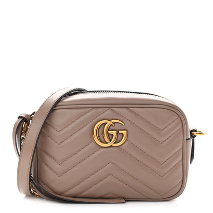Gucci Calfskin Matelasse Mini GG Marmont Chain Shoulder Bag Porcelain Rose 1 of 14