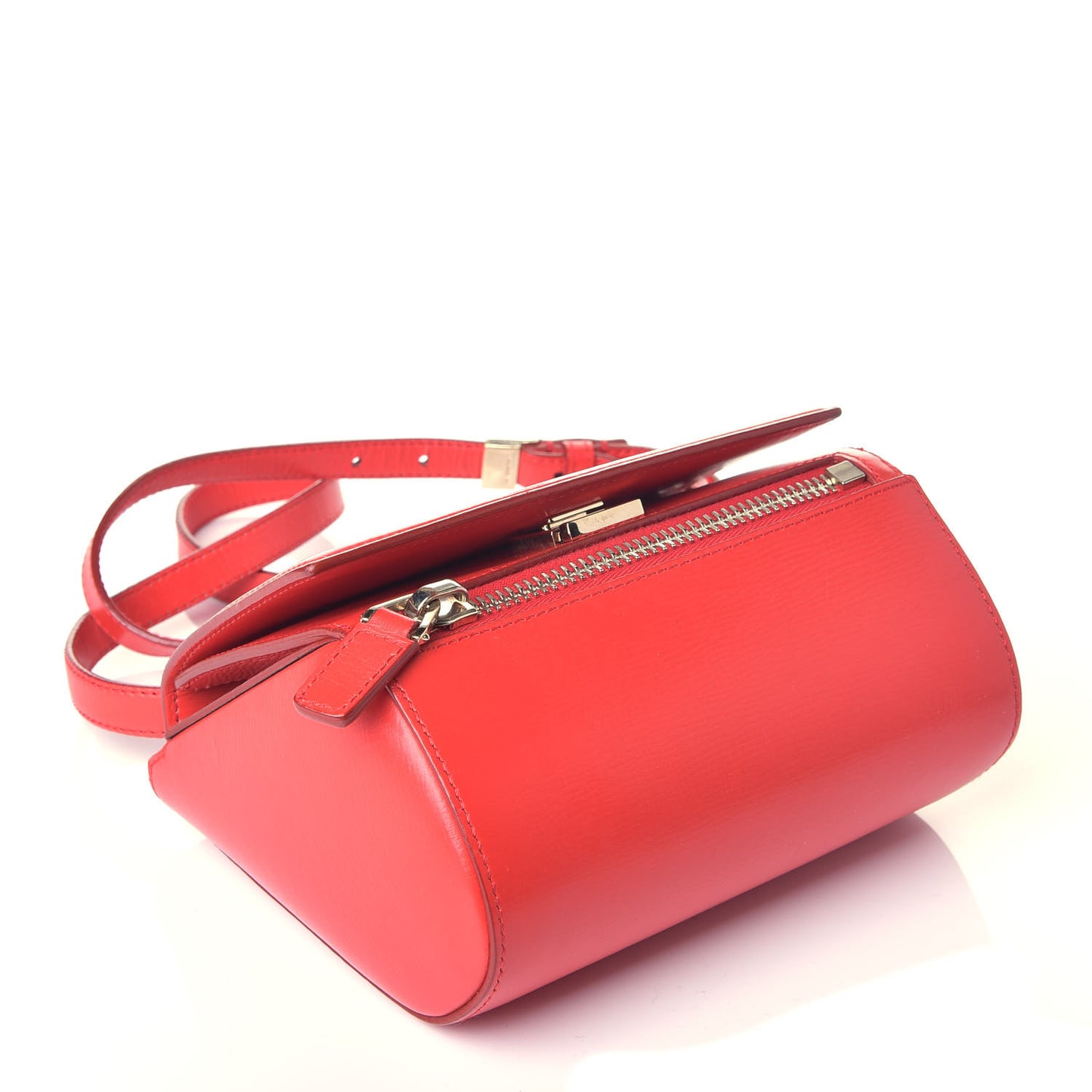 Textured Calfskin Mini Pandora Box Crossbody Bag Red