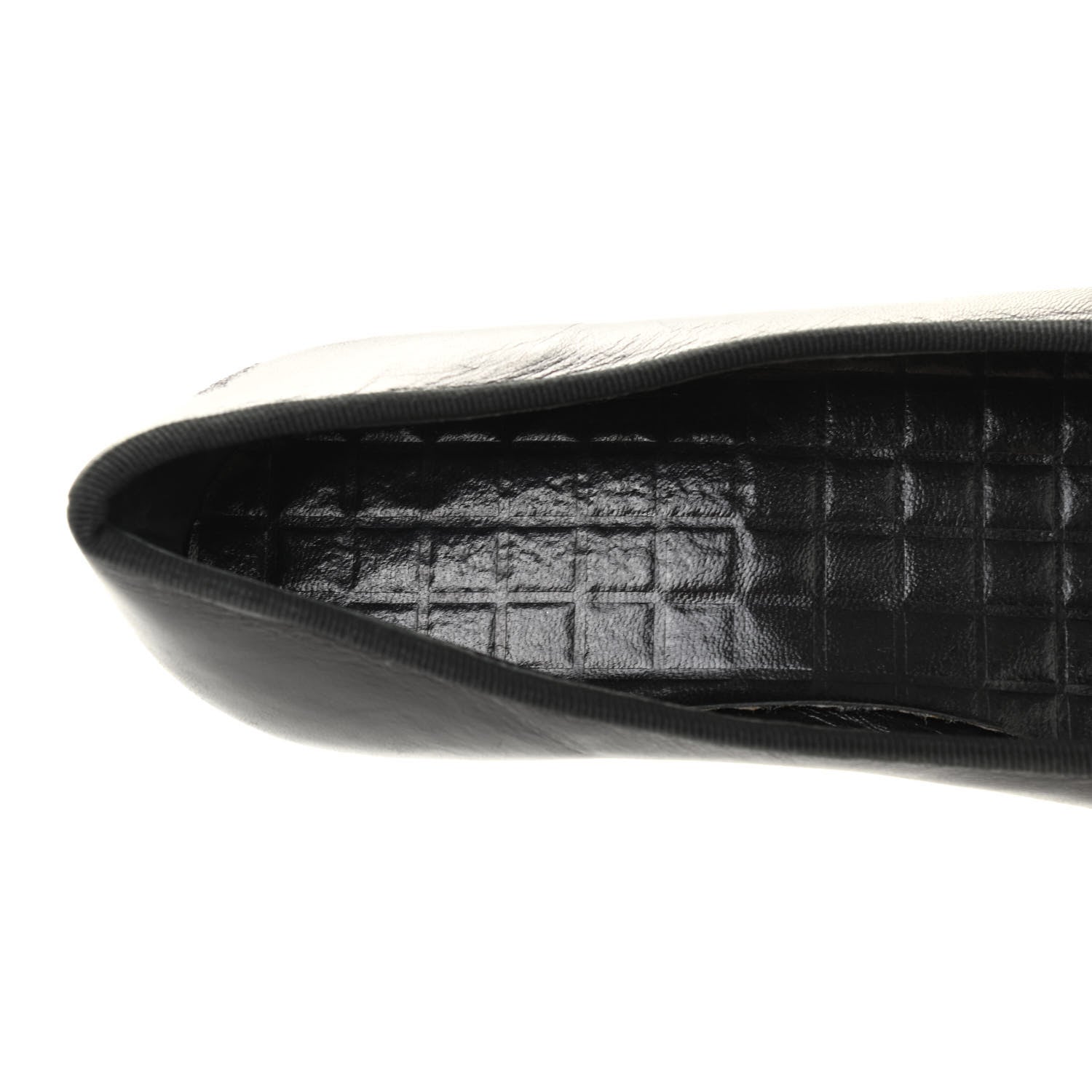 Chanel Lambskin Patent Cap Toe Ballerina Flats 37.5 Black 7 of 9