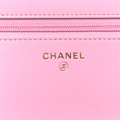 Chanel Lambskin Quilted Secret CC Wallet On Chain WOC Pink 6 of 10
