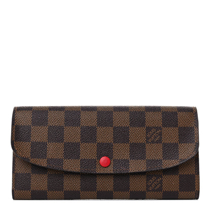 Louis Vuitton Damier Ebene Emilie Wallet Red 1 of 14