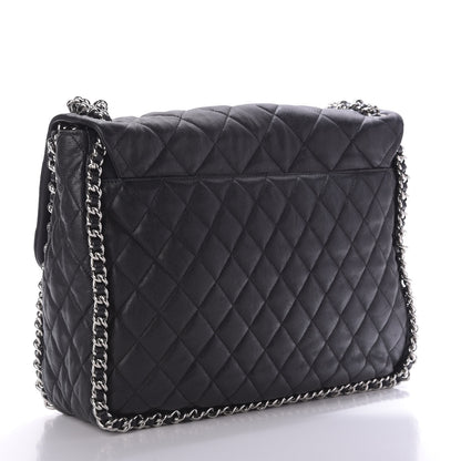 Chanel Washed Lambskin Quilted Maxi Chain Around Flap Black 3 of 9