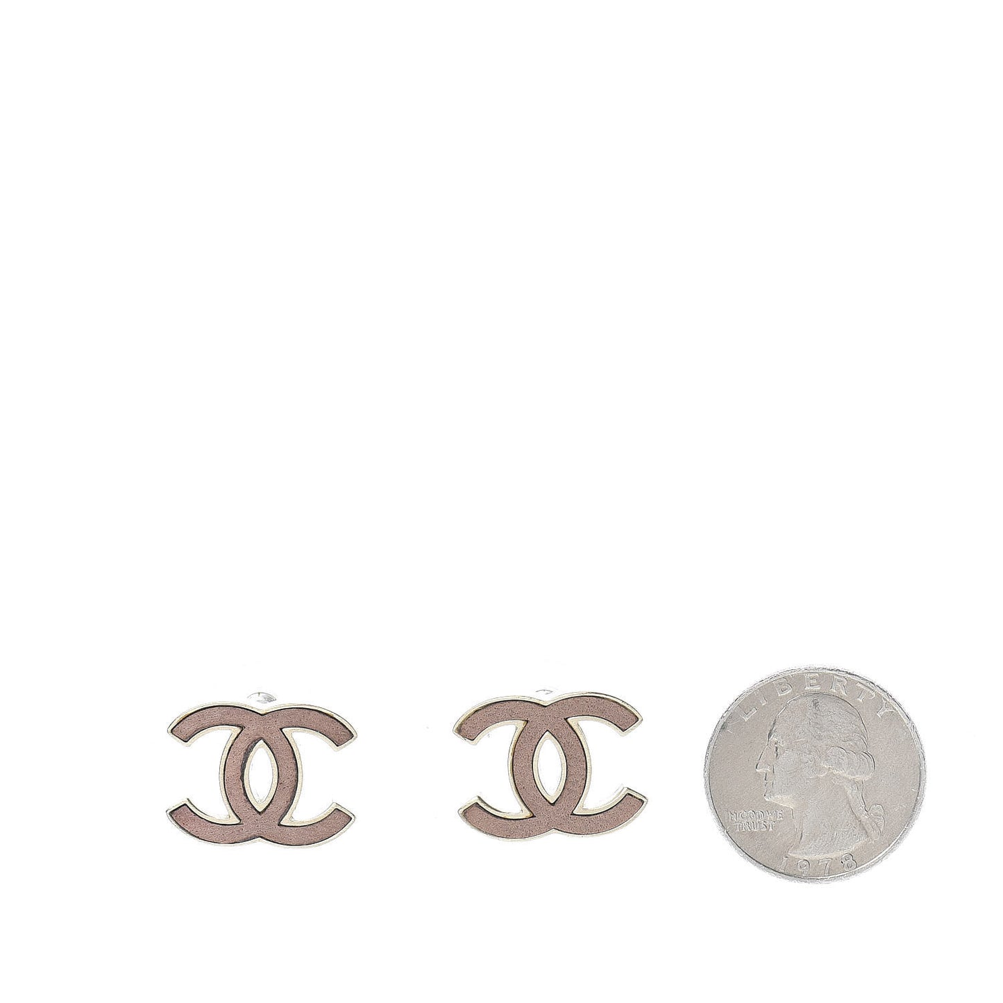 Lambskin CC Earrings Dark Beige