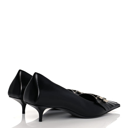 Balenciaga Shiny Kidskin Fringe Pointy Toe BB Knife Pumps 38 Black 4 of 8