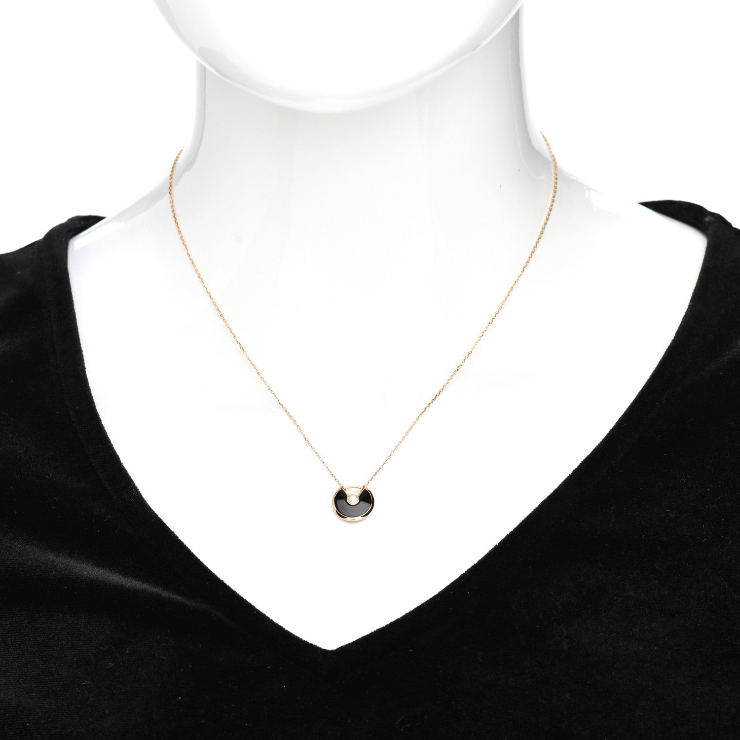 Cartier 18K Pink Gold Diamond Black Onyx XS Amulette de Cartier Pendant Necklace 2 of 5