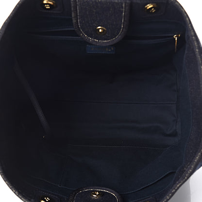Chanel Lurex Canvas Medium Deauville Tote Navy Blue Gold 5 of 10