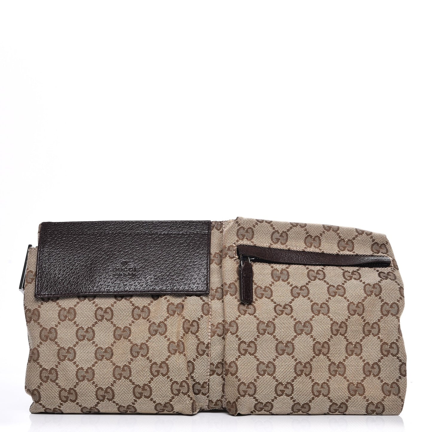 GG Monogram Double Pocket Belt Bag Dark Brown