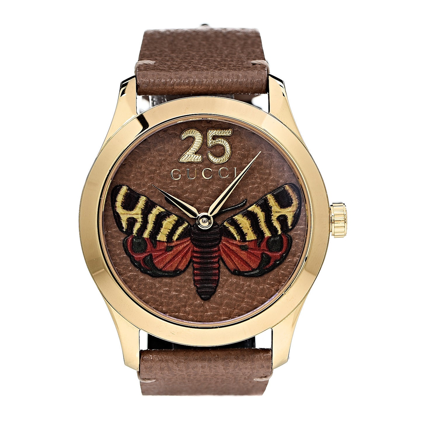 Stainless Steel Calfskin 38mm G-Timeless Moth Quartz Watch Brown