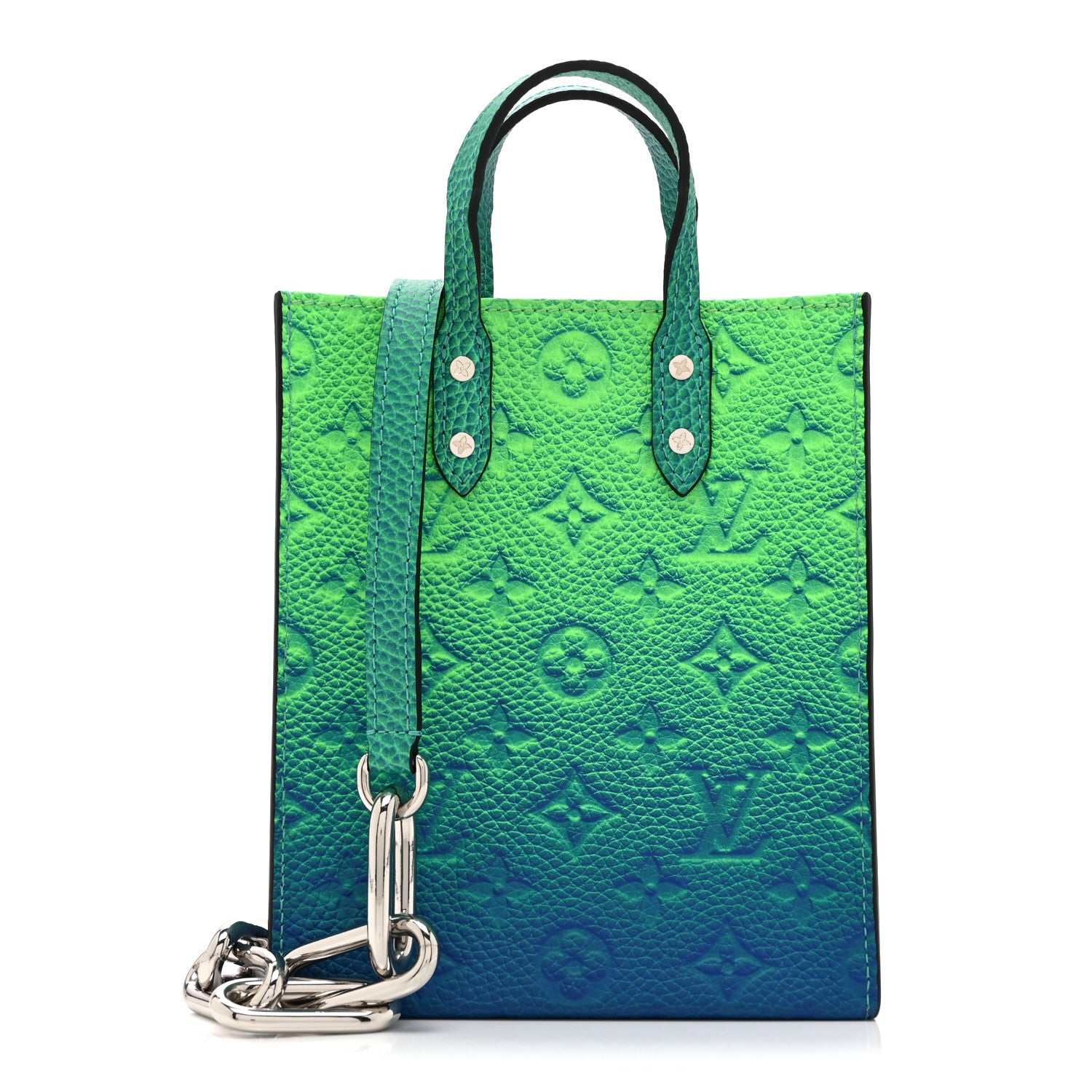 Louis Vuitton Taurillon Illusion Sac Plat XS Bleu Vert 1 of 9