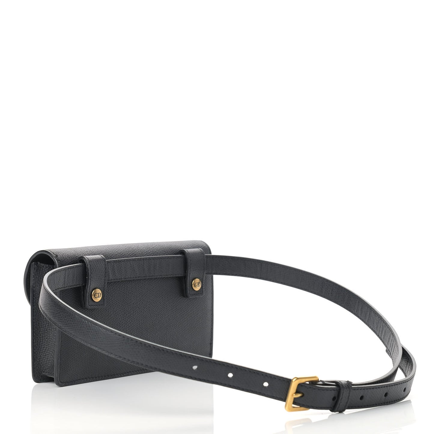 Grained Calfskin Saddle Belt Bag Black