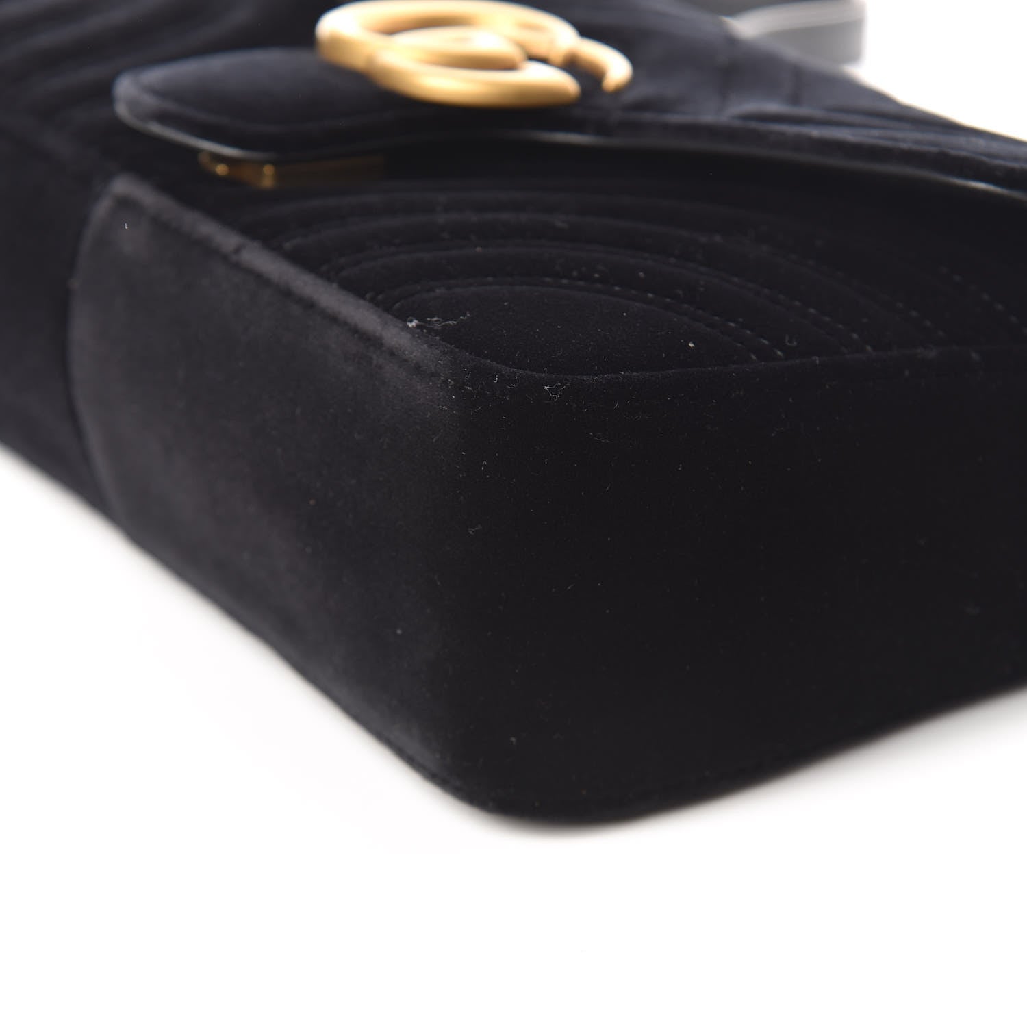 Gucci Velvet Matelasse Small GG Marmont Shoulder Bag Black 6 of 10