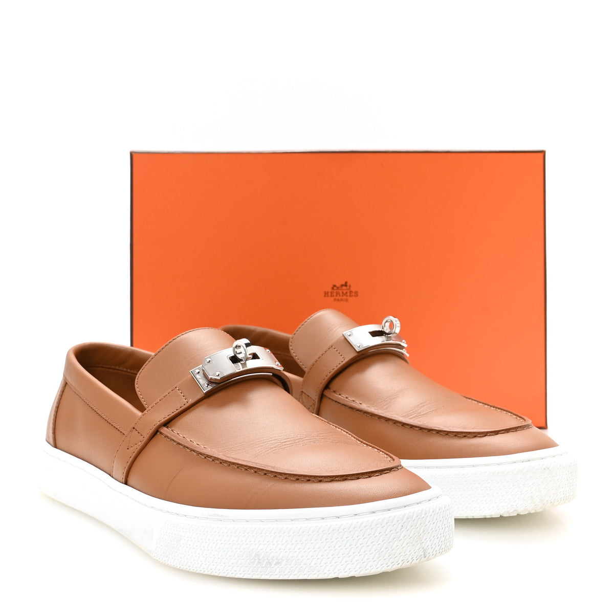 Hermes Epsom Calfskin Mens Game Slip On Fringe Sneakers 42.5 Naturel 9 of 9