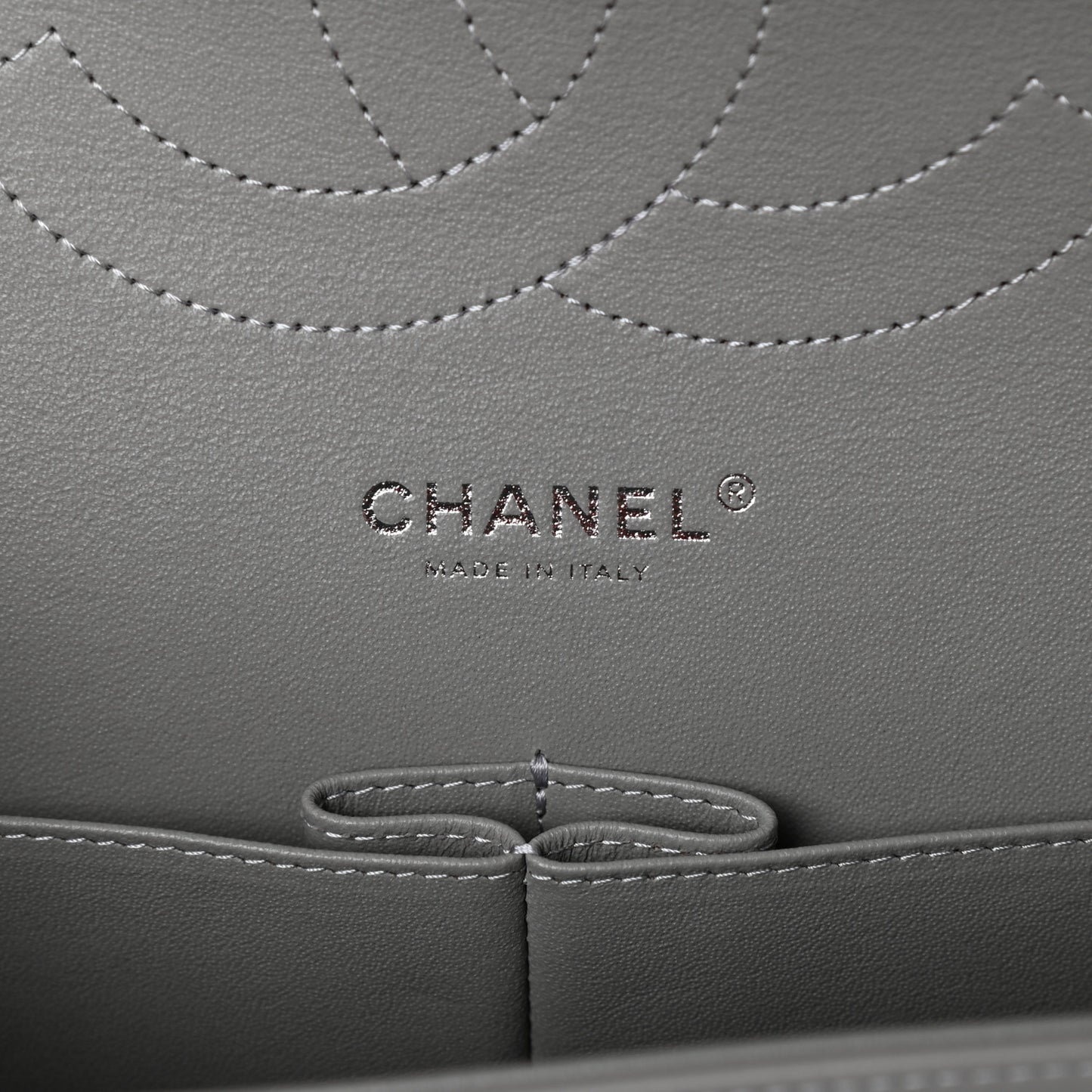 Lambskin Quilted Jumbo Double Flap Grey