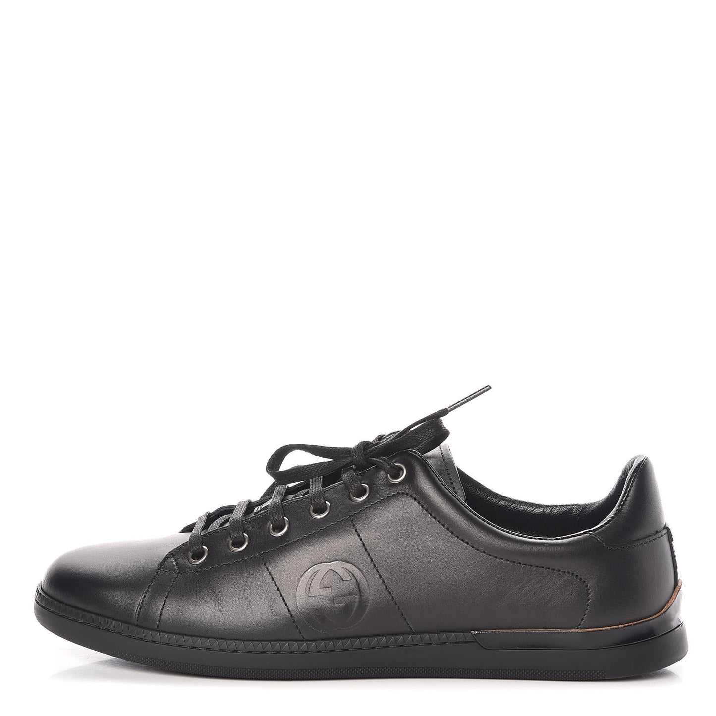 Calfskin Womens Interlocking G Sneakers 39 Black