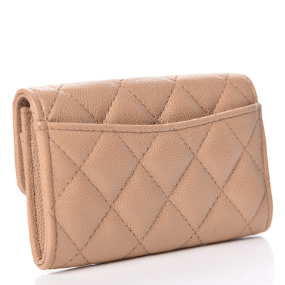 Chanel Caviar Quilted Card Holder Wallet Beige 3 of 9
