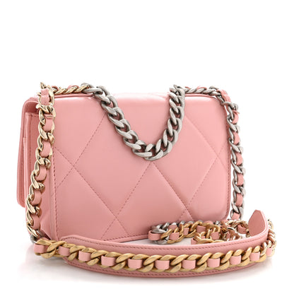 Chanel Lambskin Quilted Chanel 19 Wallet On Chain WOC Pink 3 of 10