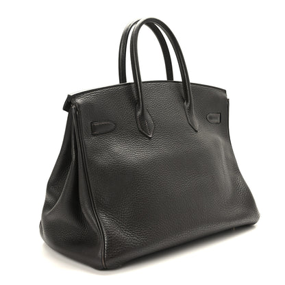 Hermes Taurillon Clemence Birkin 35 Chocolate 3 of 11