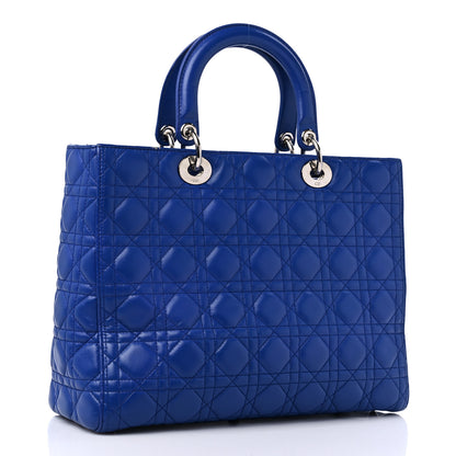 Christian Dior Lambskin Cannage Large Lady Dior Blue 2 of 11