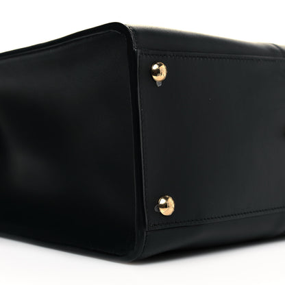Fendi Vitello Seta Glazed Fabric FF 1974 Medium Peekaboo X-Lite Black Mogano Panna 9 of 14