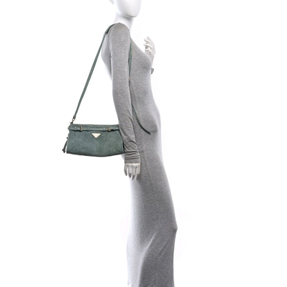 Prada Scamosciato Triangle Small Bonnie Shoulder Bag Salvia 2 of 10
