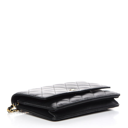 Chanel Lambskin Quilted Wallet On Chain WOC Black 4 of 11