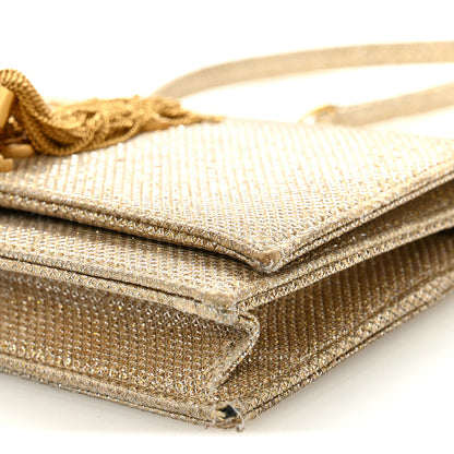 Saint Laurent Metallic Canvas Woven Small Classic Monogram Kate Tassel Chain Wallet Gold 9 of 14