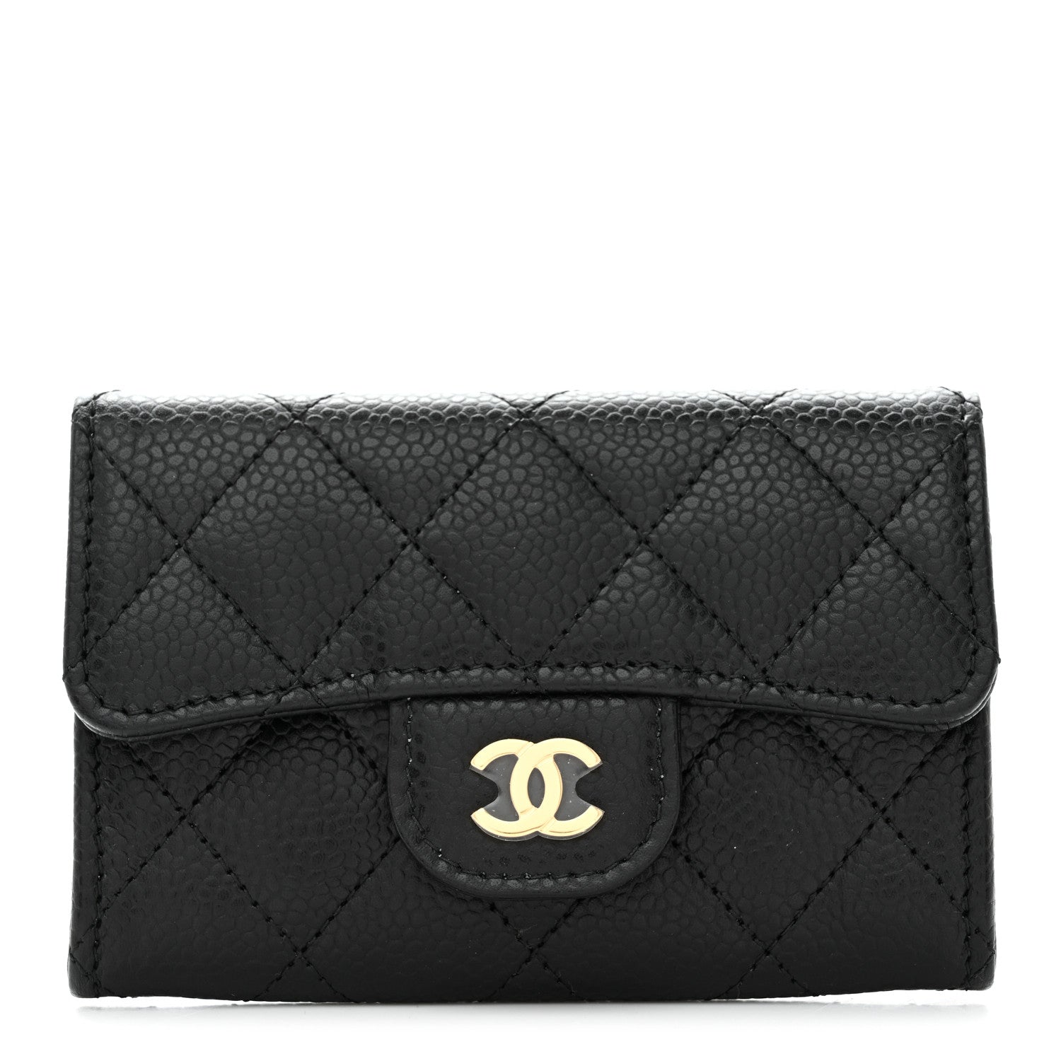 Chanel Caviar Quilted Flap Card Holder Wallet Black 1 of 9