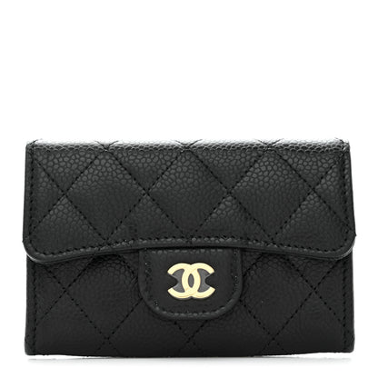 Chanel Caviar Quilted Flap Card Holder Wallet Black 1 of 9