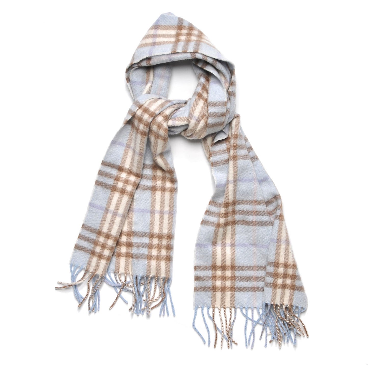 Cashmere House Check Fringe Scarf Blue