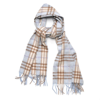 Burberry Cashmere House Check Fringe Scarf Blue 1 of 6